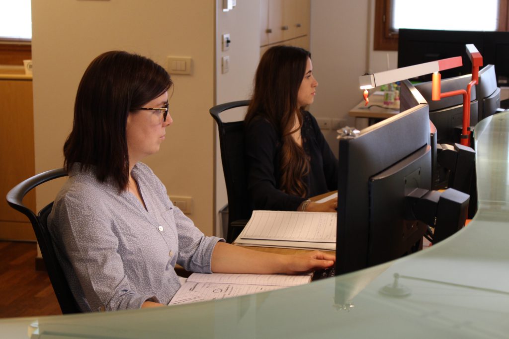 Due ragazze che lavorano ai loro rispettivi computer
